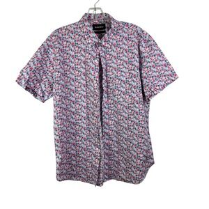 Bonobos Men’s Slim Fit Button Down Short Sleeve Cotton Blue Floral Shirt L